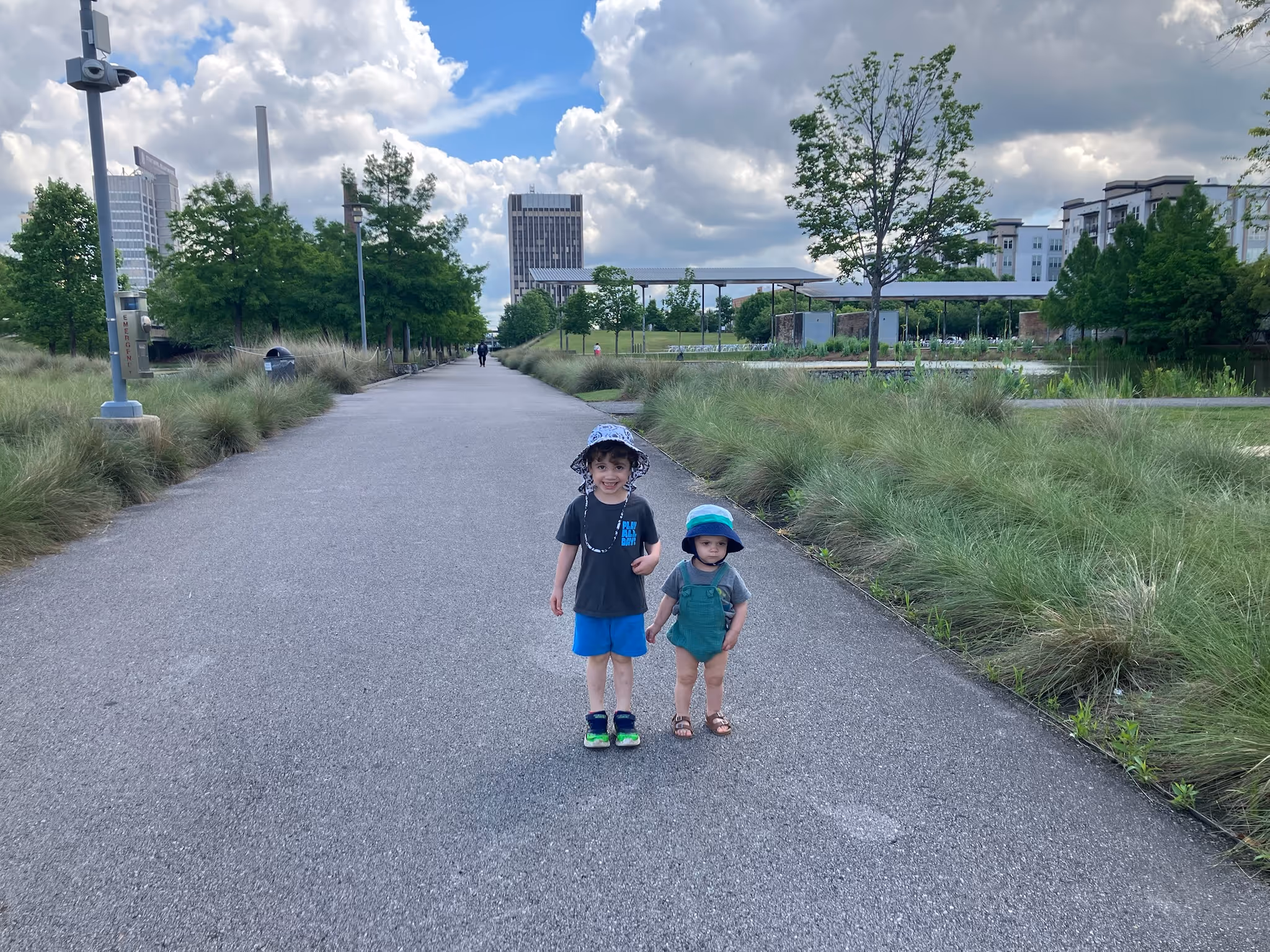 Ellum and Arlo at Railroad Park in downtown Birmingham.